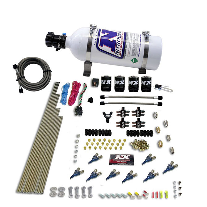 8-Cyl-Piranha-Direct-Port-4-Solenoids-Nitrous-Kit-(200-500Hp)-W5Lb-Bottle
