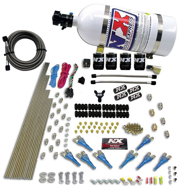 8-Cyl-Shark-Direct-Port-4-Solenoids-Nitrous-Kit-(200-600Hp)-W10Lb-Bottle