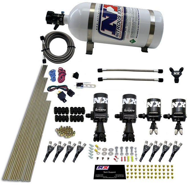 8-Cyl-Shark-Direct-Port-4-Solenoids-Nitrous-Kit-(200-600Hp)-W10Lb-Bottle