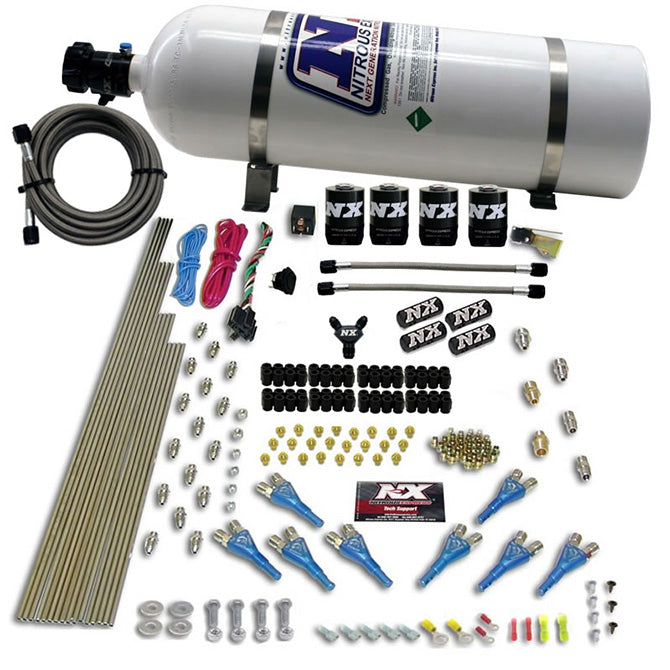8-Cyl-Shark-Direct-Port-4-Solenoids-Nitrous-Kit-(200-600Hp)-W15Lb-Bottle