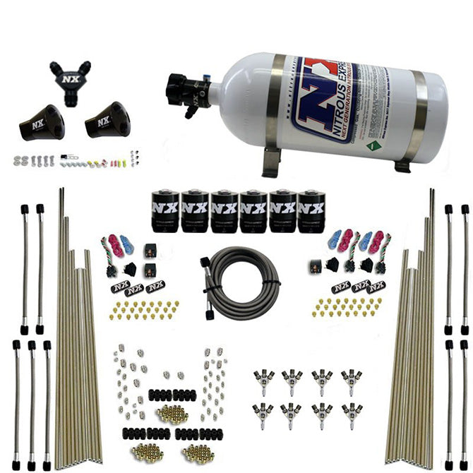 8-Cyl-Triple-D-Dry-Direct-Port-3-Stage-Dry-6-Solenoids-Nitrous-Kit-W10Lb-Bottle