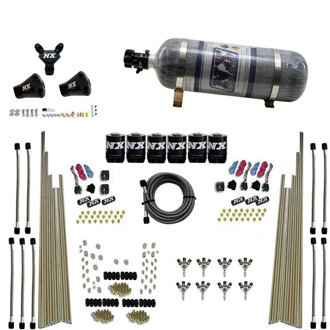 8-Cyl-Triple-D-Dry-Direct-Port-3-Stage-Dry-6-Solenoids-Nitrous-Kit-W12Lb-Bottle