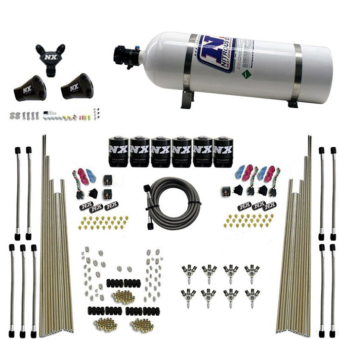 8-Cyl-Triple-D-Dry-Direct-Port-3-Stage-Dry-6-Solenoids-Nitrous-Kit-W15Lb-Bottle