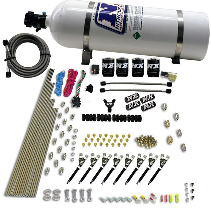 8-Cyl-Vxl-Direct-Port-4-Solenoids-Nitrous-Kit-(200-500Hp)-W15Lb-Bottle
