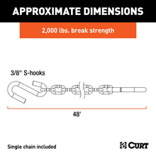 Load image into Gallery viewer, CURT 80010 48" Safety Chain with 2 S-Hooks (2,000 lbs, Clear Zinc)