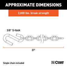 Load image into Gallery viewer, CURT 80020 27" Safety Chain with 1 S-Hook (2,000 lbs, Clear Zinc)