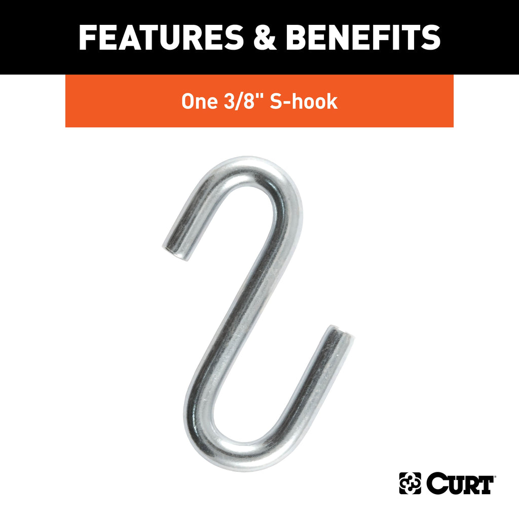CURT 80020 27" Safety Chain with 1 S-Hook (2,000 lbs, Clear Zinc)