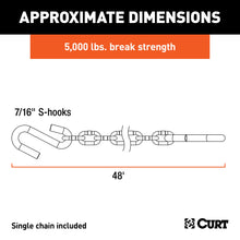 Load image into Gallery viewer, CURT 80030 48" Safety Chain with 2 S-Hooks (5,000 lbs, Clear Zinc)