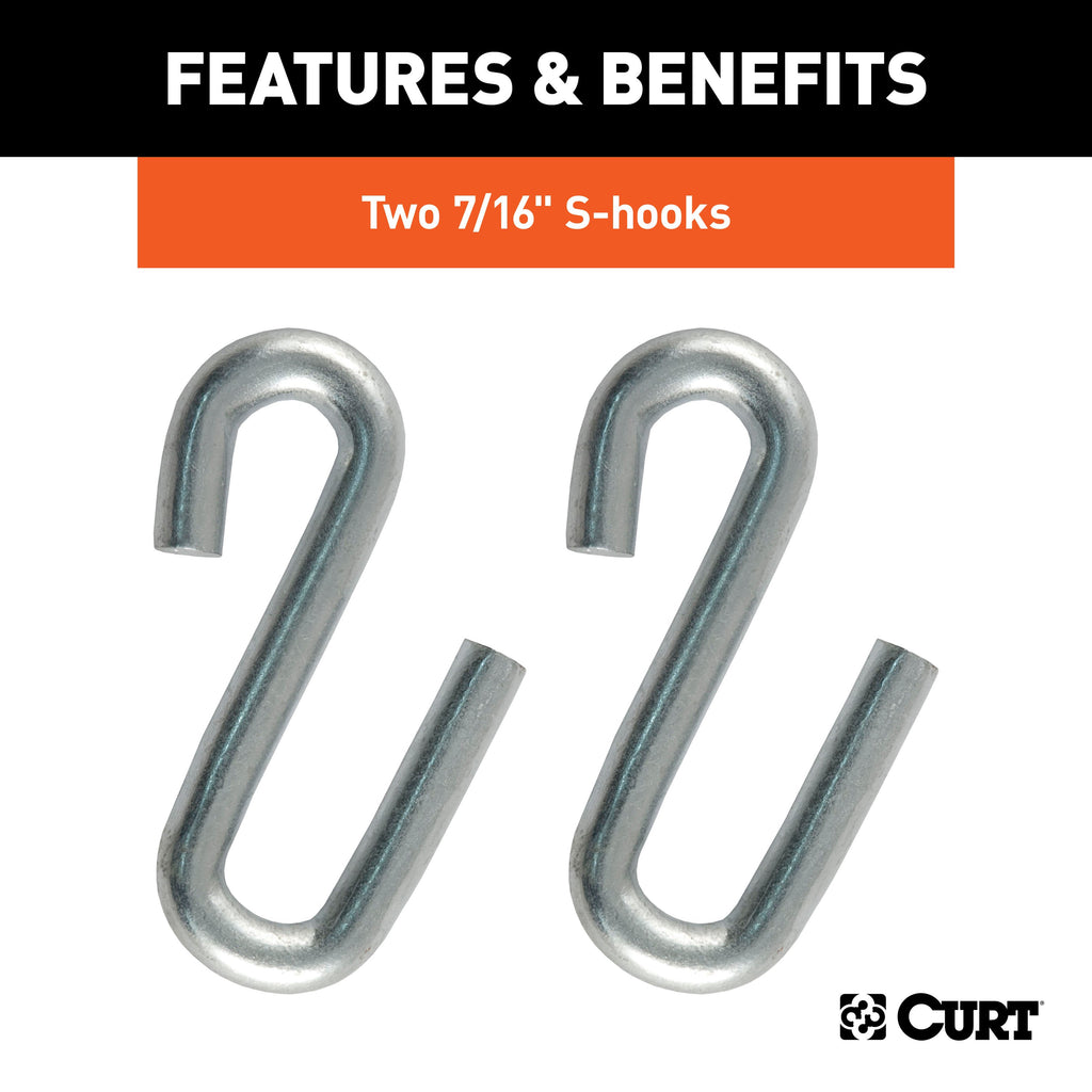 CURT 80031 48" Safety Chain with 2 S-Hooks (5,000 lbs, Clear Zinc, Packaged)
