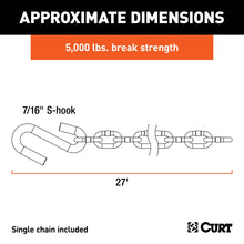 Load image into Gallery viewer, CURT 80040 27" Safety Chain with 1 S-Hook (5,000 lbs, Clear Zinc)