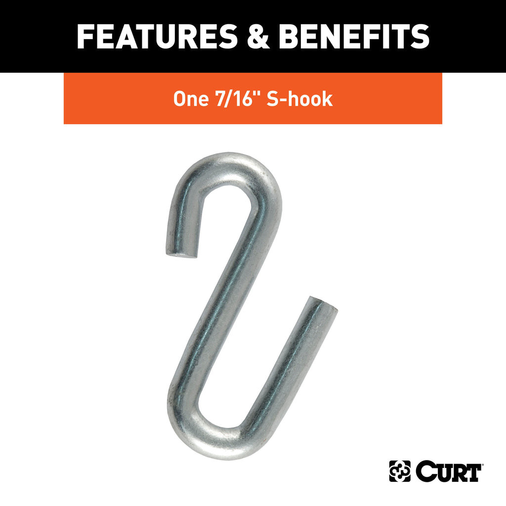 CURT 80040 27" Safety Chain with 1 S-Hook (5,000 lbs, Clear Zinc)