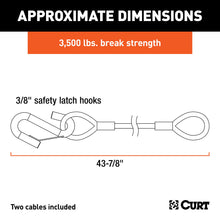 Load image into Gallery viewer, CURT 80136 43-7/8" Safety Cables with 2 Snap Hooks (3,500 lbs, Vinyl-Coated, 2-Pack)