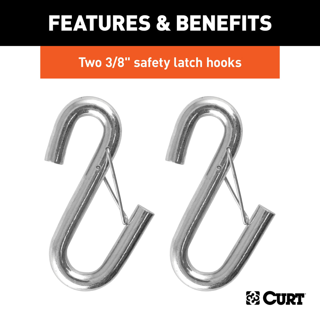 CURT 80136 43-7/8" Safety Cables with 2 Snap Hooks (3,500 lbs, Vinyl-Coated, 2-Pack)