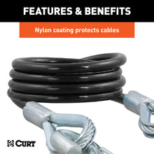 Load image into Gallery viewer, CURT 80136 43-7/8" Safety Cables with 2 Snap Hooks (3,500 lbs, Vinyl-Coated, 2-Pack)