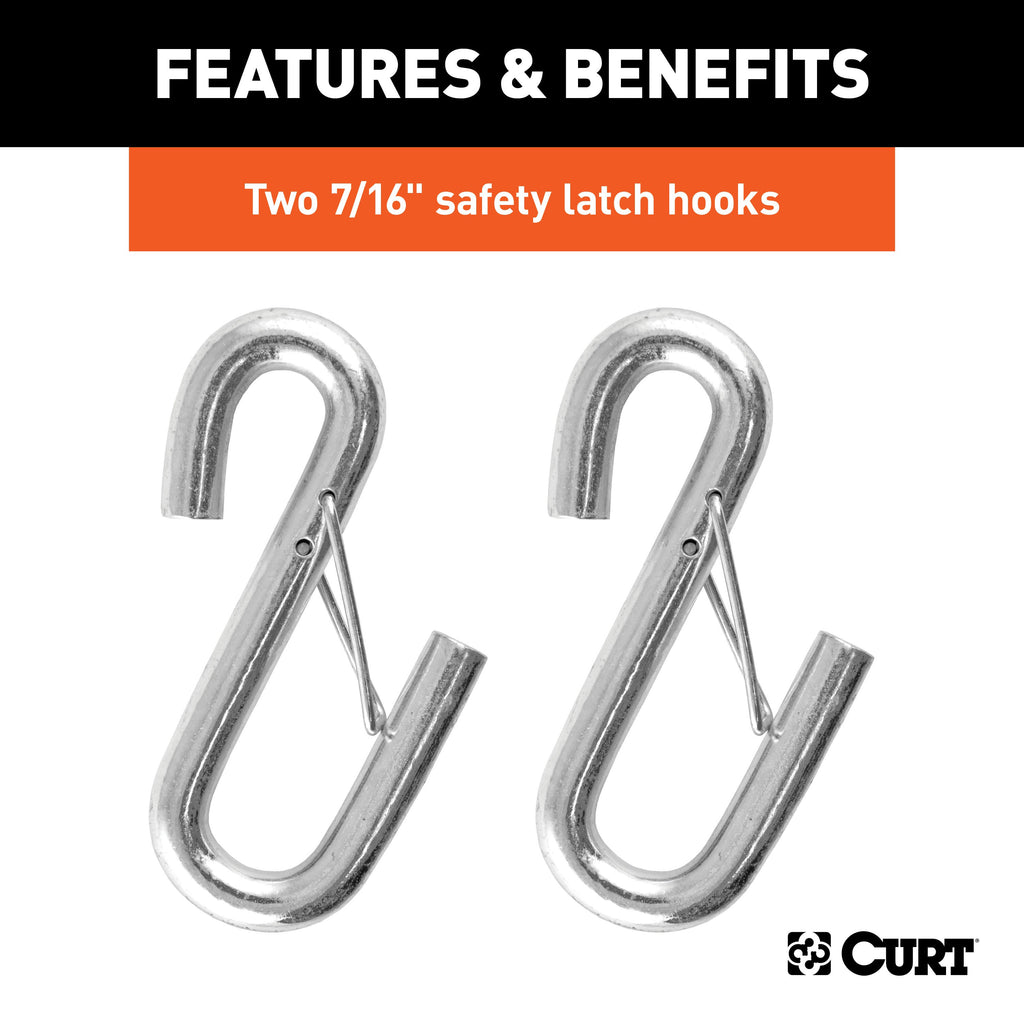 CURT 80151 44-1/2" Safety Cables with 2 Snap Hooks (5,000 lbs, Vinyl-Coated, 2-Pack)