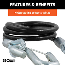 Load image into Gallery viewer, CURT 80151 44-1/2" Safety Cables with 2 Snap Hooks (5,000 lbs, Vinyl-Coated, 2-Pack)