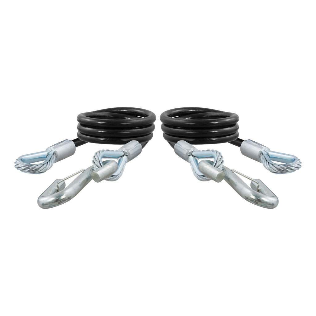 CURT 80176 44" Safety Cables with 2 Snap Hooks (7,500 lbs, Vinyl-Coated, 2-Pack)