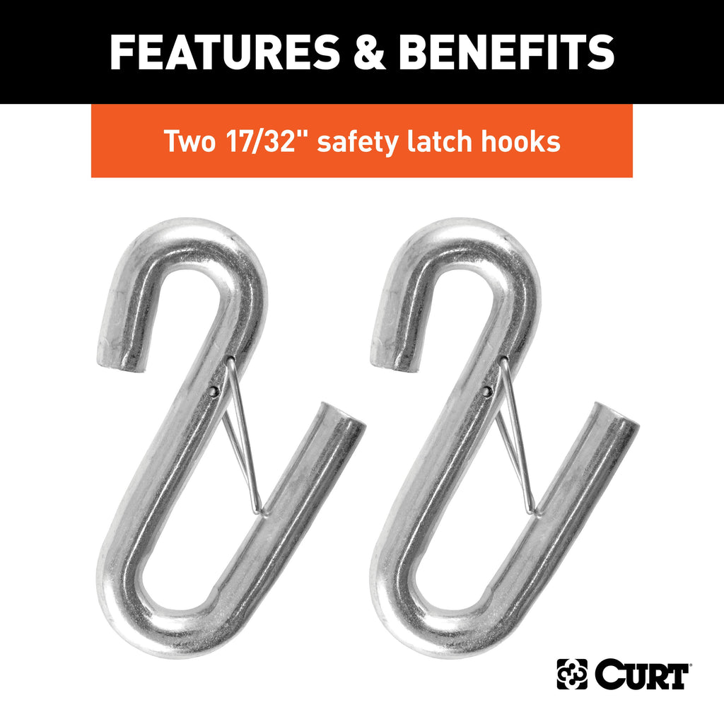 CURT 80176 44" Safety Cables with 2 Snap Hooks (7,500 lbs, Vinyl-Coated, 2-Pack)