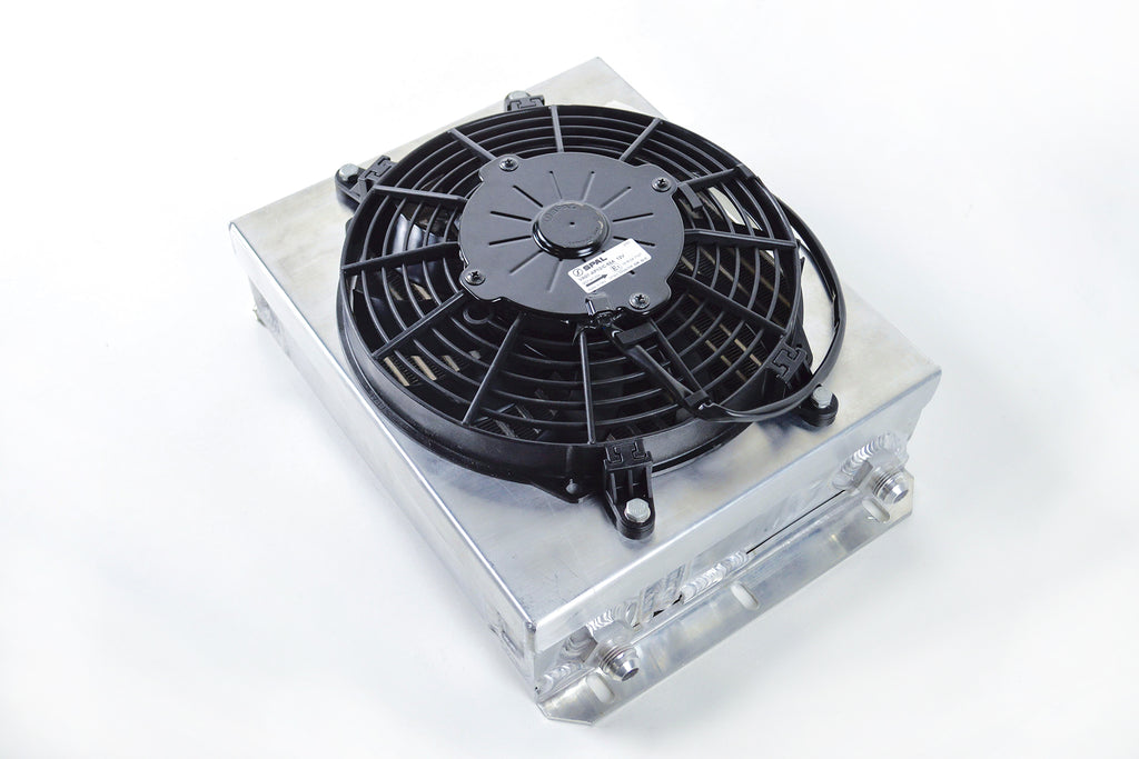 CSF Cooling - Racing & High Performance Division 8026 13.8in x 10in Dual Fluid Bar & Plate HD Oil Cooler w/9in SPAL Fan