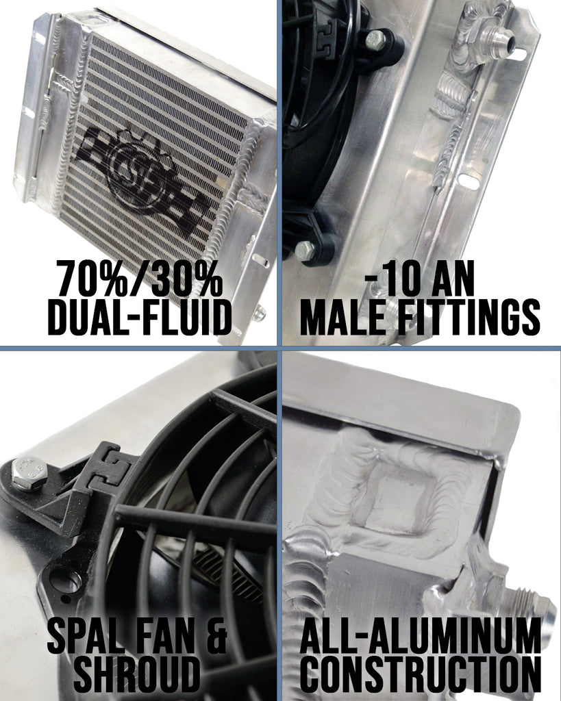 CSF Cooling - Racing & High Performance Division 8026 13.8in x 10in Dual Fluid Bar & Plate HD Oil Cooler w/9in SPAL Fan