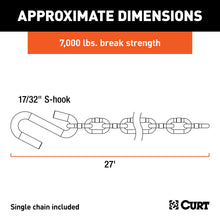 Load image into Gallery viewer, CURT 80300 27" Safety Chain with 1 S-Hook (7,000 lbs, Clear Zinc)