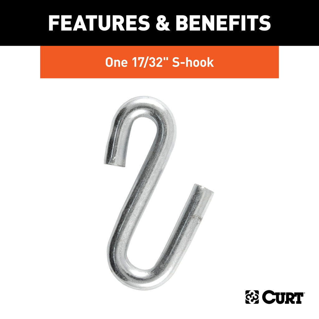 CURT 80300 27" Safety Chain with 1 S-Hook (7,000 lbs, Clear Zinc)