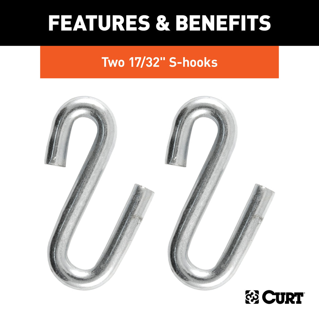 CURT 80301 48" Safety Chain with 2 S-Hooks (7,000 lbs, Clear Zinc)