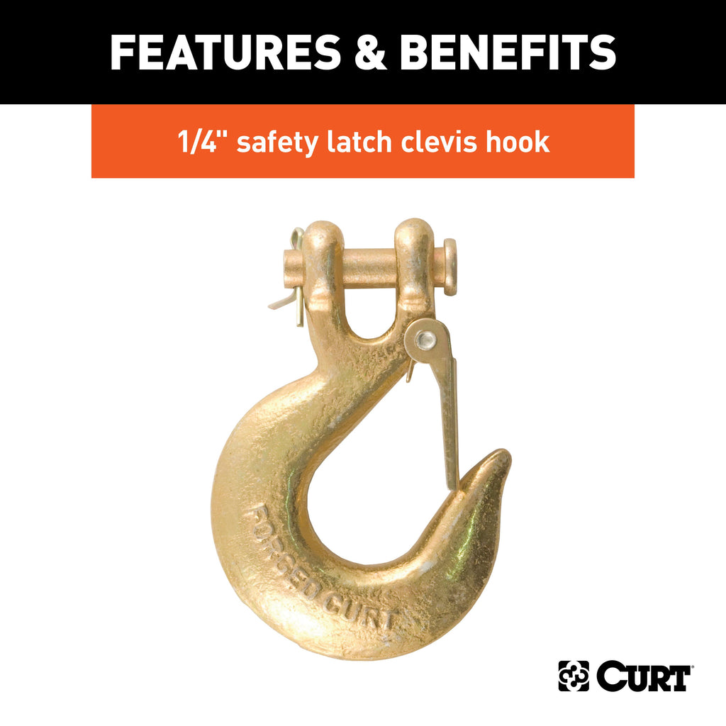 CURT 80302 35" Safety Chain with 1 Clevis Hook (7,800 lbs, Clear Zinc)