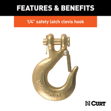 Load image into Gallery viewer, CURT 80303 35" Safety Chain with 1 Clevis Hook (12,600 lbs, Yellow Zinc)