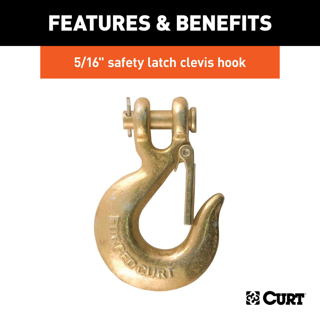 CURT 80304 35" Safety Chain with 1 Clevis Hook (18,800 lbs, Yellow Zinc)