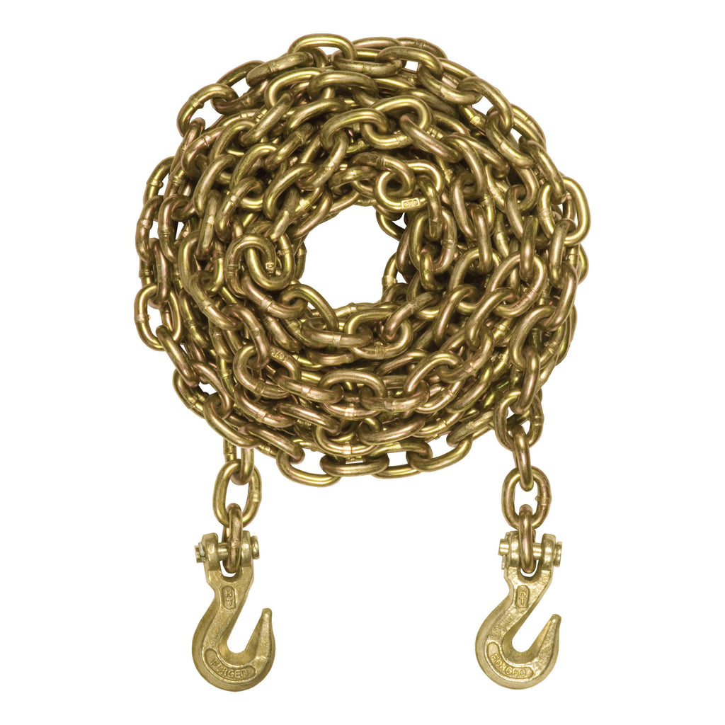 CURT 80307 20' Transport Binder Safety Chain with 2 Clevis Hooks (18,800 lbs, Yellow Zinc)