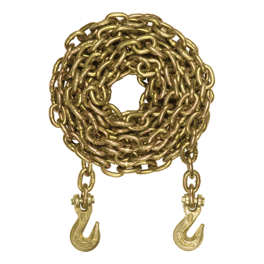 CURT 80308 25' Transport Binder Safety Chain with 2 Clevis Hooks (18,800 lbs, Yellow Zinc)