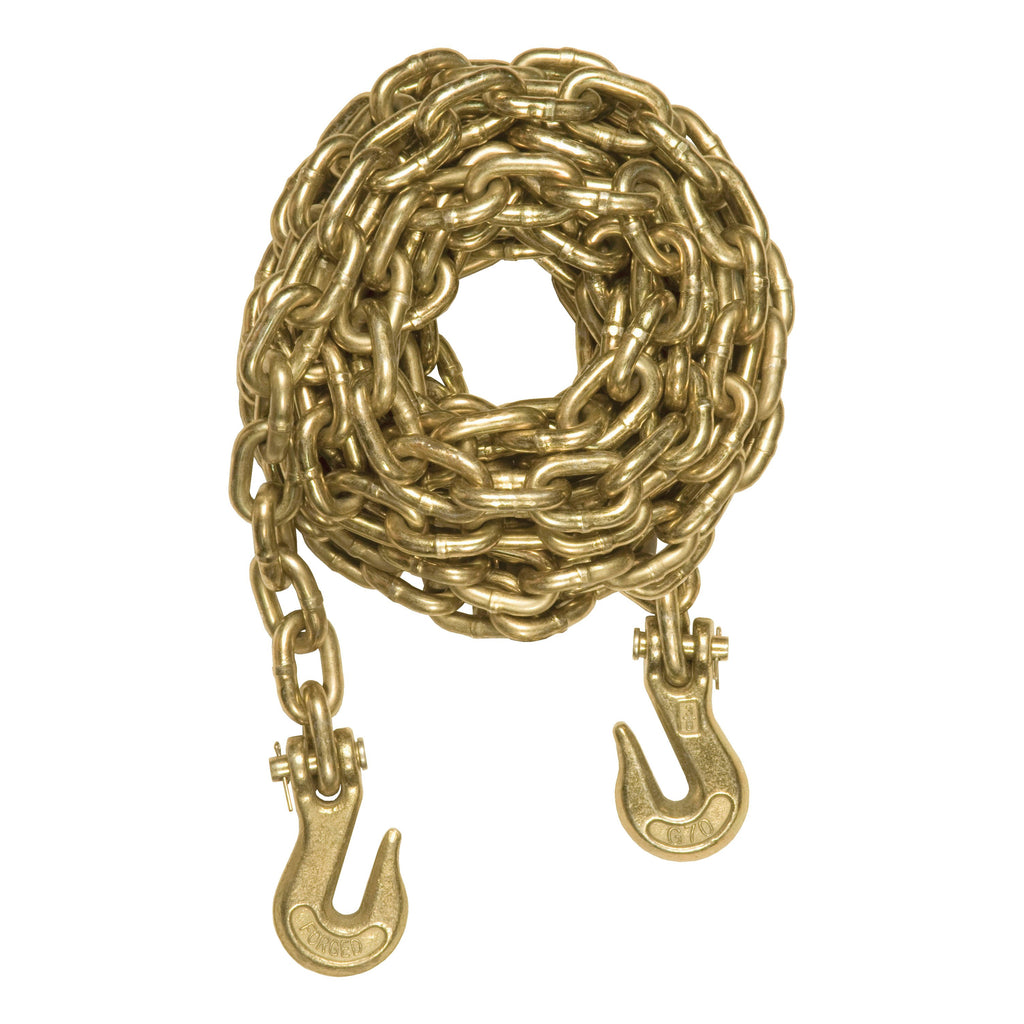 CURT 80309 14' Transport Binder Safety Chain with 2 Clevis Hooks (26,400 lbs, Yellow Zinc)