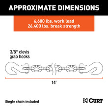 Load image into Gallery viewer, CURT 80309 14' Transport Binder Safety Chain with 2 Clevis Hooks (26,400 lbs, Yellow Zinc)