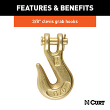 Load image into Gallery viewer, CURT 80310 16' Transport Binder Safety Chain with 2 Clevis Hooks (26,400 lbs, Yellow Zinc)