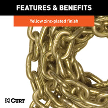 Load image into Gallery viewer, CURT 80310 16' Transport Binder Safety Chain with 2 Clevis Hooks (26,400 lbs, Yellow Zinc)