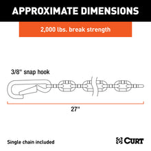 Load image into Gallery viewer, CURT 80312 27" Safety Chain with 1 Snap Hook (2,000 lbs, Clear Zinc)