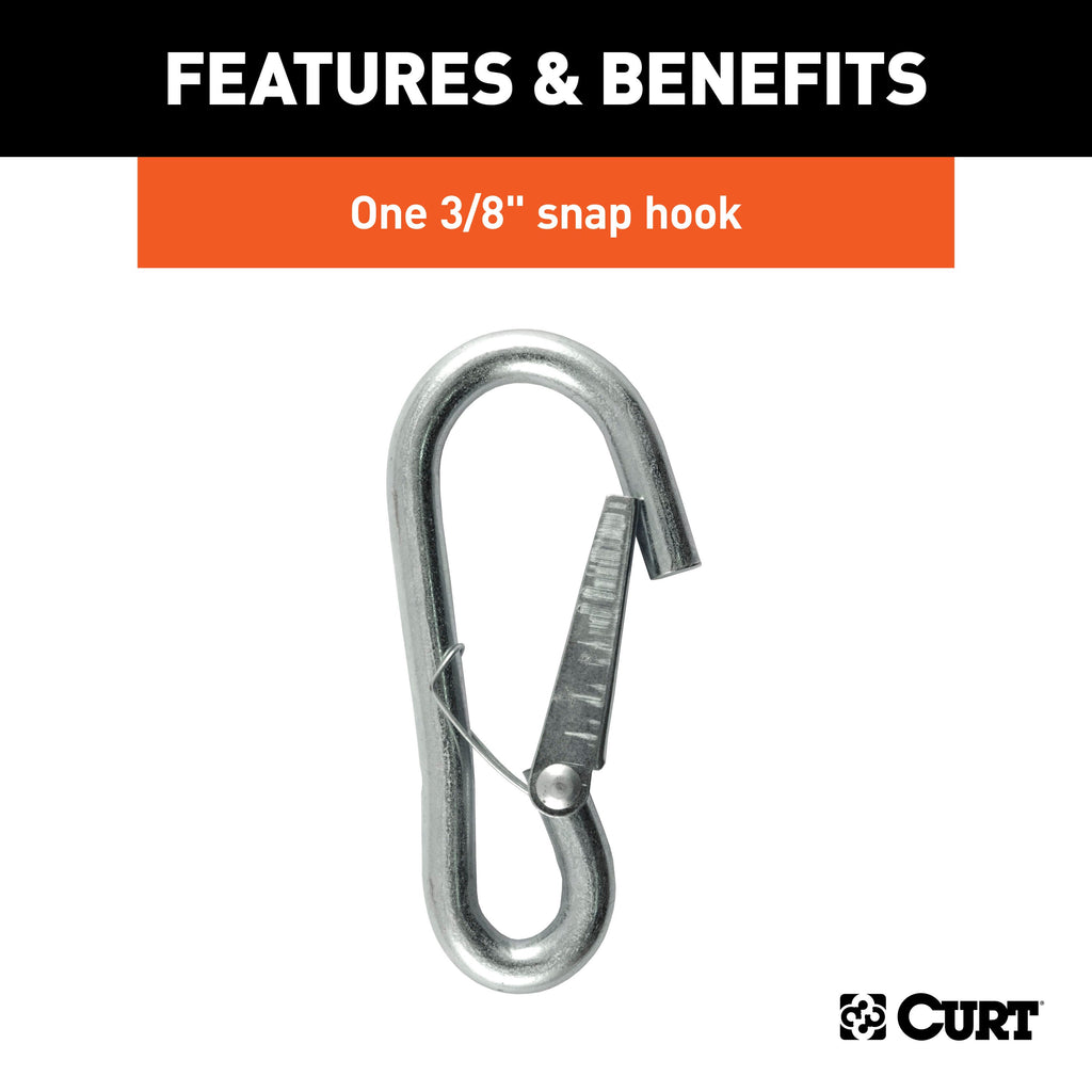 CURT 80312 27" Safety Chain with 1 Snap Hook (2,000 lbs, Clear Zinc)