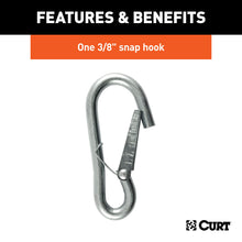 Load image into Gallery viewer, CURT 80312 27" Safety Chain with 1 Snap Hook (2,000 lbs, Clear Zinc)
