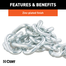 Load image into Gallery viewer, CURT 80312 27" Safety Chain with 1 Snap Hook (2,000 lbs, Clear Zinc)