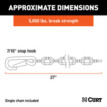 Load image into Gallery viewer, CURT 80313 27" Safety Chain with 1 Snap Hook (5,000 lbs, Clear Zinc)