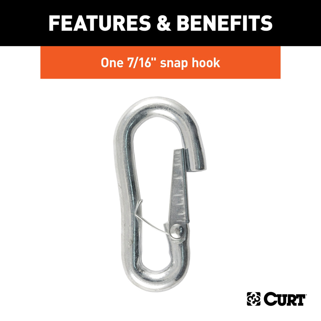 CURT 80313 27" Safety Chain with 1 Snap Hook (5,000 lbs, Clear Zinc)