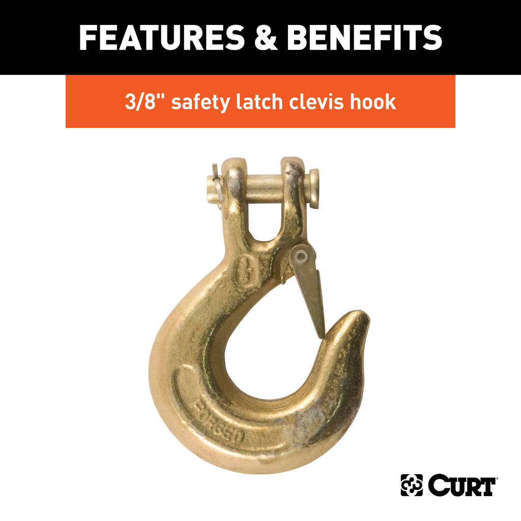CURT 80315 35" Safety Chain with 1 Clevis Hook (16,200 lbs, Yellow Zinc)