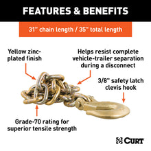 Load image into Gallery viewer, CURT 80316 35" Safety Chain with 1 Clevis Hook (24,000 lbs, Yellow Zinc)