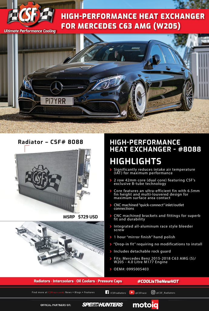 CSF Cooling - Racing & High Performance Division 8088 Mercedes AMG GT/R/C / W205 C63 / W213 E63 / GLC63 Heat Exchanger w/ Rock Guard for Select Mercedes-Benz AMG GT, Mercedes-Benz AMG GT 63, Mercedes-Benz AMG GT 63 S, Mercedes-Benz AMG GT C,