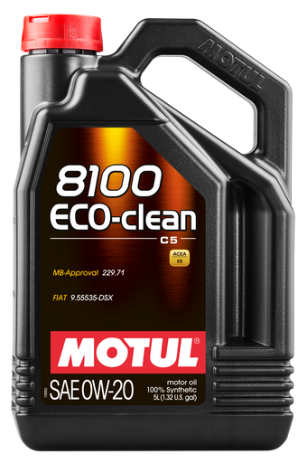Motul 108862 8100 Eco-Clean 0W20 Synthetic Engine Oil - 5L