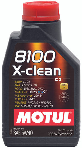 Motul 102786 8100 X-Clean 5W40 Synthetic Engine Oil - 1L