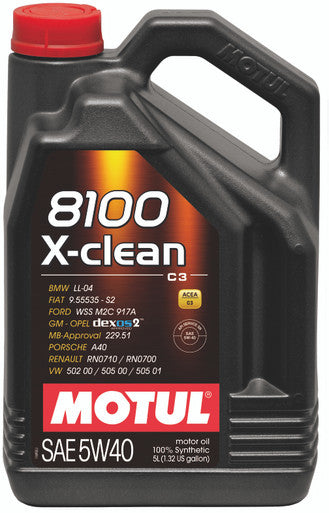 Motul 102051 8100 X-Clean 5W40 Synthetic Engine Oil - 5L