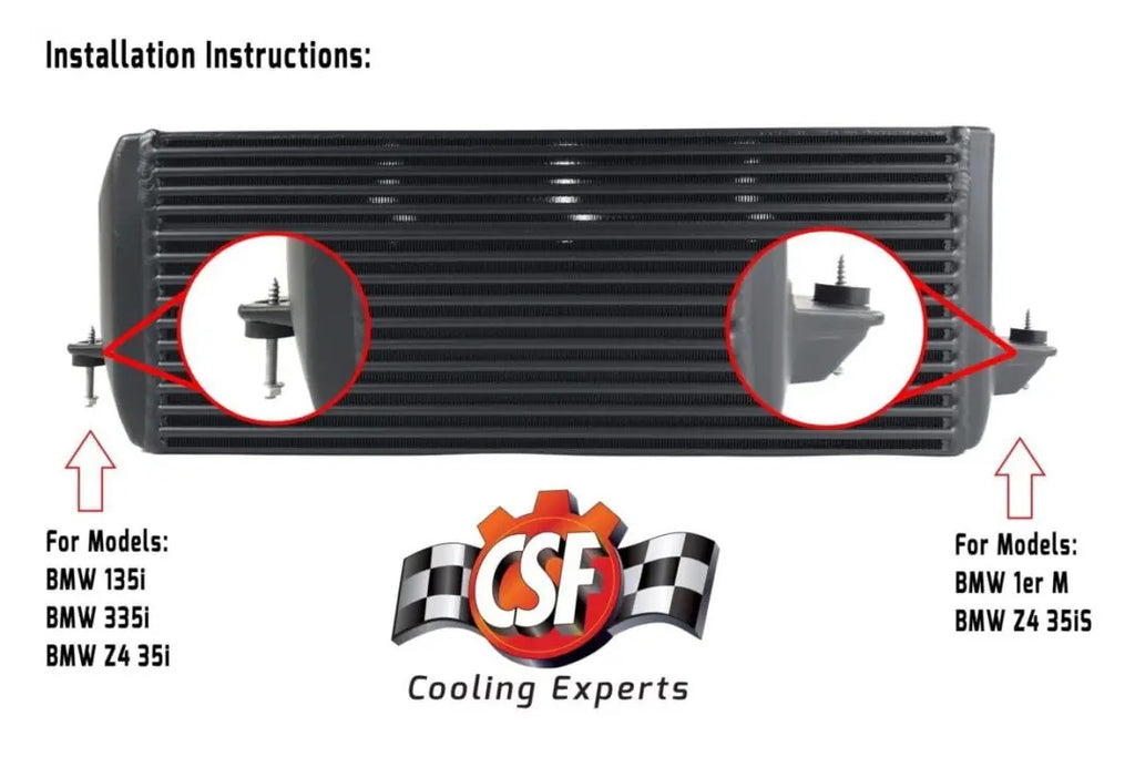 CSF Cooling - Racing & High Performance Division 8127B BMW E8X/E9X N54/N55 High-Performance Stepped Core Intercooler - Black for Select BMW 135i, BMW 135is, BMW 335i, BMW 335i xDrive, BMW 335is, BMW 335xi, BMW X1, BMW Z4