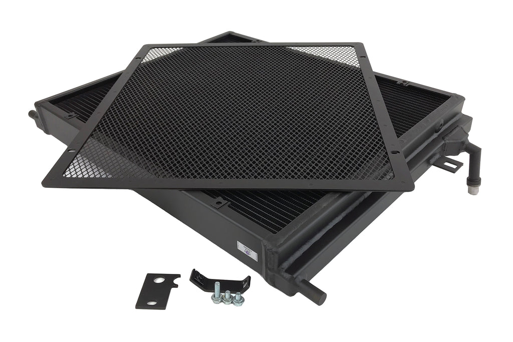 CSF Cooling - Racing & High Performance Division 8131B BMW F3X/F2X B58/B48 Triple-Pass Heat Exchanger w/ Rock Guard - Black for Select BMW 230i, BMW 230i xDrive, BMW 330e, BMW 330i, BMW 330i GT xDrive, BMW 330i xDrive, BMW 340i, BMW 340i GT xDrive, BMW